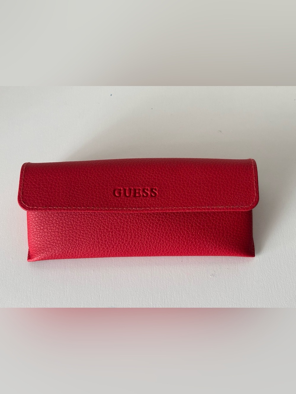 Guess Pebble Leather Eyeglass Sunglasses Case Red Designer Authentic